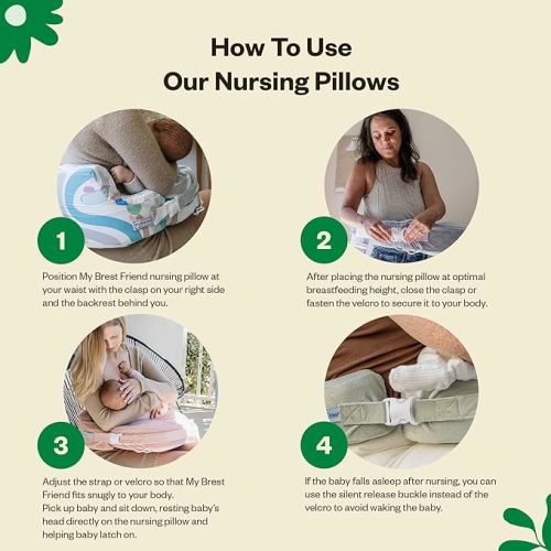 My Brest Friend Super Deluxe Nursing Pillow – Extra Soft Breastfeeding Support Pillow with Plush Slipcover, Firm Flat Cushion, Wrap-Around Adjustable Fit & Back Panel – Aqua