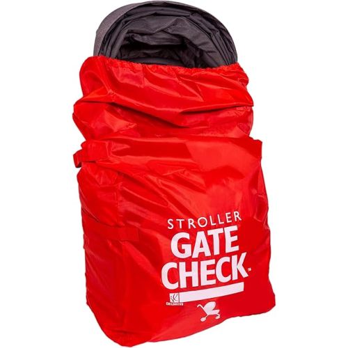 J.L. Childress Gate Check Bag for Single & Some Double Strollers - Travel Bag for Airplane, Fits Most Standard Baby Strollers, Airport Accessories for Gate Check, Flying Essentials - Red