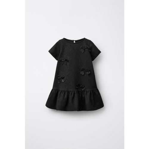 ROMA KNIT DRESS WITH SHIMMER AND BOWS - Black | ZARA United States