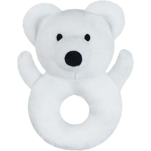 Baby Polar Bear Soft Rattle Toy, Polar Bear Plush Infant Shaker Rattle Easy-Grasp Stuffed Animal Toy, Gifts for Newborns Babies Toddlers Boys Girls, White, 5 Inches