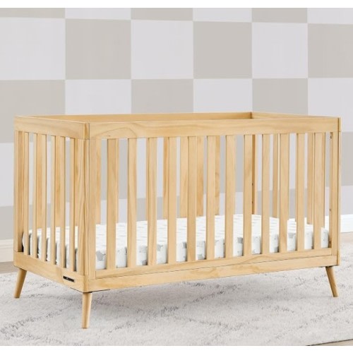 Delta Children Essex 4-in-1 Baby Crib & Mattress, Natural | 2-Piece Nursery Furniture Set Includes 4-in-1 Convertible Crib + Waterproof Crib Mattress, GREENGUARD Gold Certified
