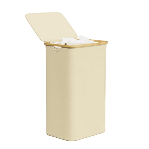 SpaceAid 110L Laundry Hamper with Lid, Large Tall Clothes Basket Bin, Beige
