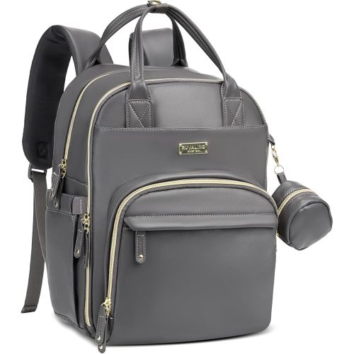 RUVALINO Diaper Bag Backpack, Multifunction Travel Baby Diaper Bag with Changing Pad, Insulated Bottle Holders & Pacifier Case, Large Capacity,Waterproof, Iron Gray