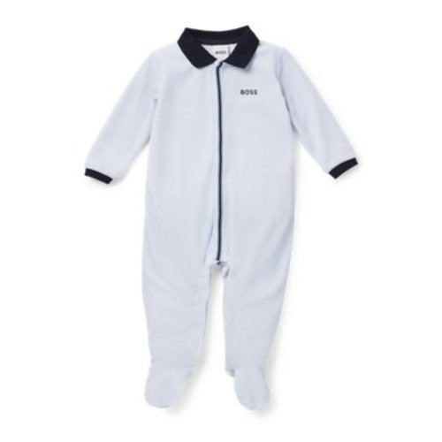 BOSS - Gift-boxed velvet sleepsuit for babies - Light Blue