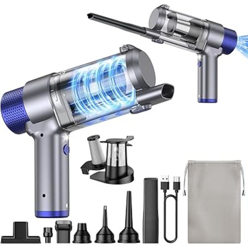 JONYJ Handheld Car Vacuum Cleaner Cordless, 16000PA Hand Held Vacuum Portable, 2 in 1 Air Duster and Mini Vacuum Cleaner Rechargeable with Led, Multi-Nozzles & Washable Filters for Home Office Car Pet