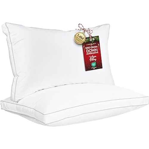 Utopia Bedding Bed Pillows for Sleeping King Size (White), Set of 2, Soft & Fluffy Pillow with Down Alternative Filling, Cooling, Hotel Quality, Gusseted Pillow for Back, Stomach or Side Sleepers