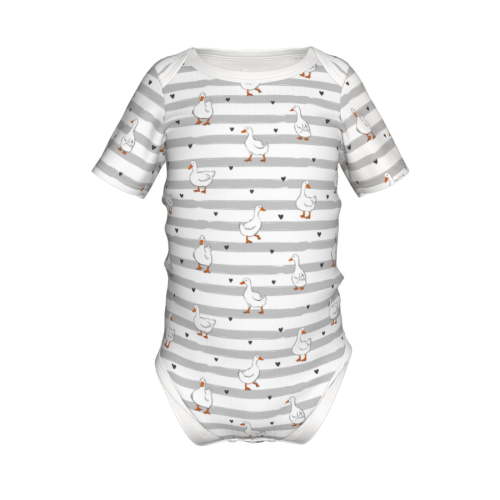 Yiaed Cute Goose Print Infant Climbing Short Sleeve Onesie One-Piece Baby Bodysuit Clothes 0-12 Months -6 Months