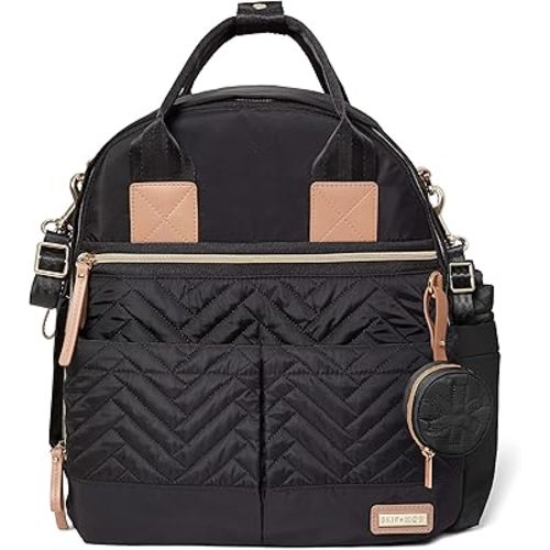 Skip Hop Diaper Bag Backpack: Suite 6-in-1 Diaper Backpack Set, Multi-Function Baby Travel Bag with Changing Pad, Stroller Straps, Bottle Bag and Pacifier Pocket, Black