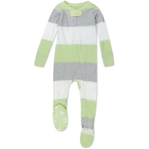 HonestBaby Non-Slip Footed Pajamas One-Piece Sleeper Zip-Front Pjs 100% Organic Cotton for Baby Boys