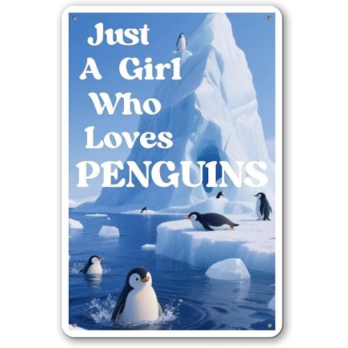 Penguin Gifts for Women Penguin lovers Gift Decor Funny Tin Sign Christmas Birthday Gifts for Girls Home Living Room Bedroom Bathroom Wall Art Poster Decorative Sign Accessories Wall Decor
