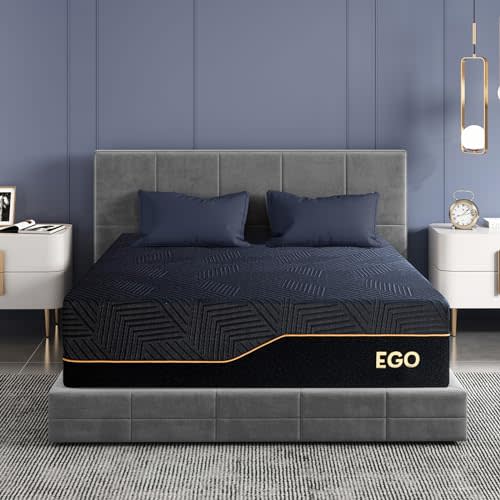 EGOHOME Queen 14 inch Memory Foam Mattress for Back Pain Relief Medium Firm | Fiberglass Free, Copper Gel Infused, Graphene-Cool-Tech Cover, ICA Endorsed, CertiPUR-US, Motion Isolation, Mattress in a Box