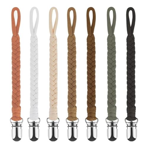 Baby Pacifier Clip, 7 Pack Baby Pacifier Holder Leash for Boys and Girls,100% Handmade Braided Design, Universal Fit for All Pacifiers & Teething Toys - Modern Unisex Baby Gift