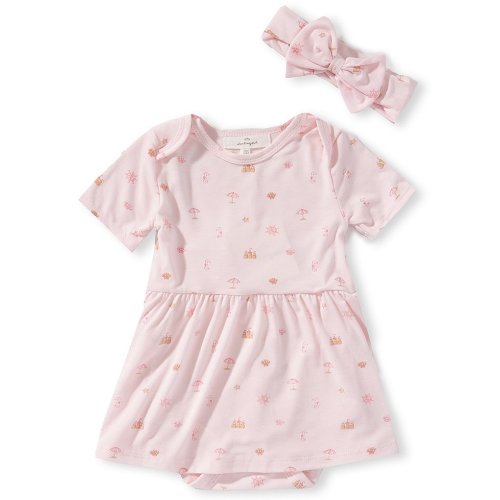 Starting Out Baby Girls Short Sleeve Nautical Printed Dress & Headband Set