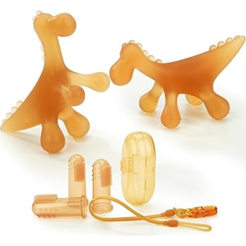 WAJIAYON 2 Pack Amber Oil Baby Teething Toys for Babies 0-6 Months,Silicone Baby teethers for Babies 3-6 Months,Freezer BPA Free Soft and Textured Baby Toys 6 to 12 Months,Chew Infant Toys