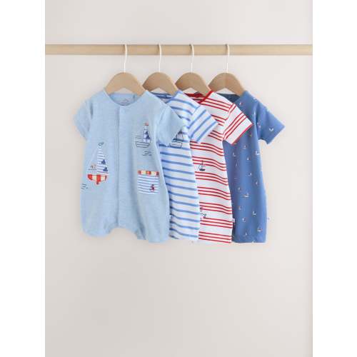 Blue Nautical Jersey Baby Rompers 4 Pack