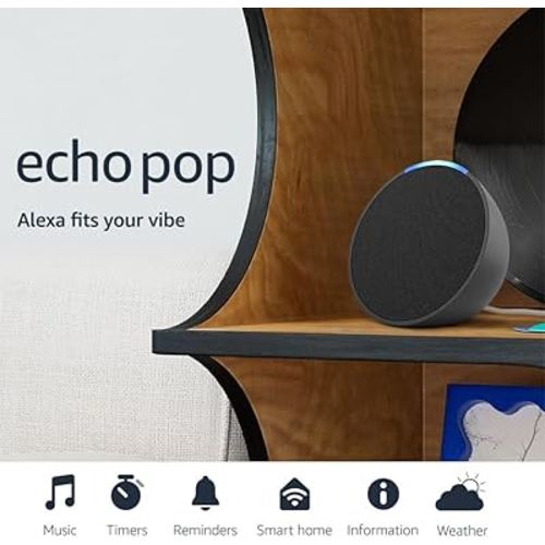 Amazon Echo Pop (newest model), Our smallest speaker with Alexa+ Early Access, Fits in any room, Charcoal