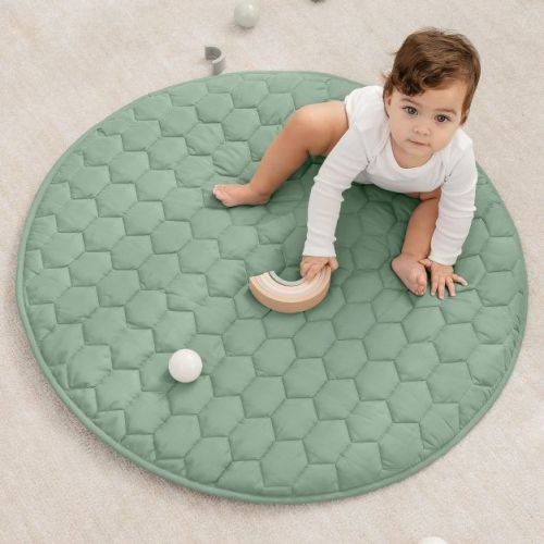 Premium Play Mat - Soft and Comfortable Kids & Toddler Play Mat with Non-Slip Bottom By Comfy Cubs - Fern, Round 36"
