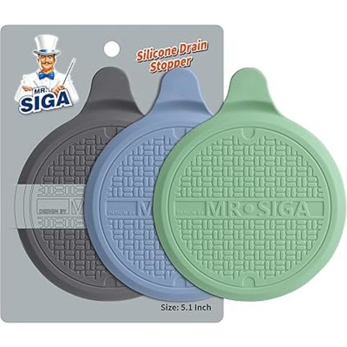 MR.SIGA Silicone Bathtub Stopper, Drain Stopper for Shower, Sink, 5.1" Diameter, 3 Pack