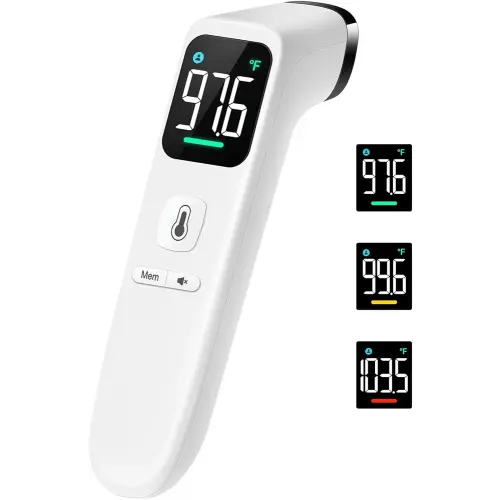 Touchless Thermometer for Adults and Kids, Fast Accurate Thermometer with Fever Alarm, 1S Reading & Silent Mode (LED-White)