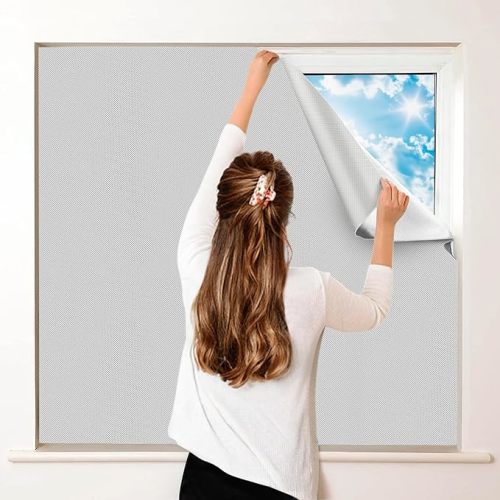 100% Blackout Curtains for Bedroom, Portable DIY Window Blinds, No Drill Window Shades & Blackout Blinds with Stickers & Tabs for Travel, Dorm Room, Media Room (118" x 57")