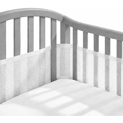 Full-Size Crib Breathable Mesh Liner, 3mm Classic Mesh, White, Baby-Safe (4FS Covers 3 or 4 Sides)
