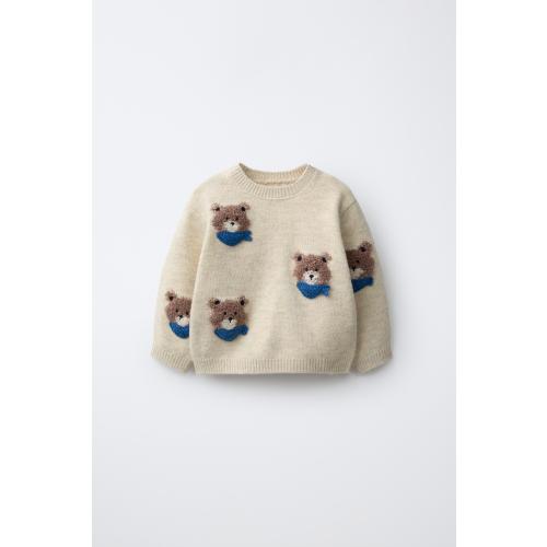 BEAR EMBROIDERED KNIT JUMPER - Light beige | ZARA United States