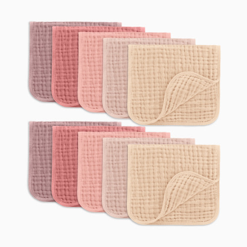 Comfy Cubs 6-Layer Muslin Burp Cloths Set (10 Pack) - Multi Girl