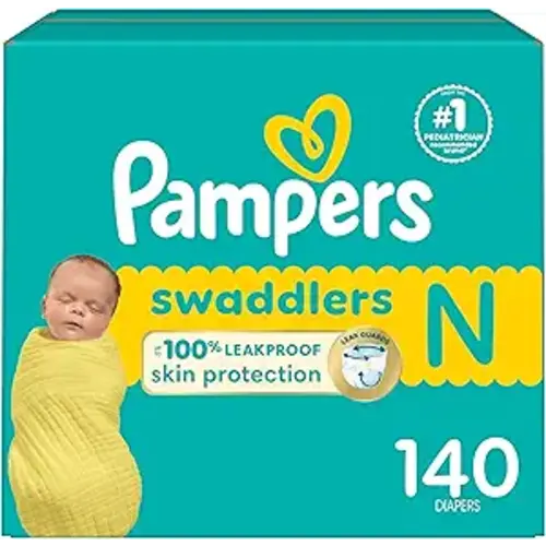 Pampers Baby Diapers - Swaddlers - Size 0, 140 Count, Ultra Absorbent Disposable Newborn Diaper