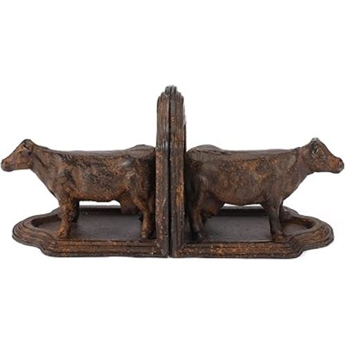 Cow Bookends Decorative, Farmhouse Antique Book Ends, Set of 2