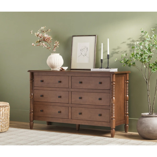 Traditional Vivienne 6-Drawer Easy Assembly Solid Wood Dresser