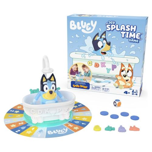 Spin Master Games Bluey Splash Time Game, Interactive Showering Shaking Wet Dog Game with Bluey Figure for Preschool Kids