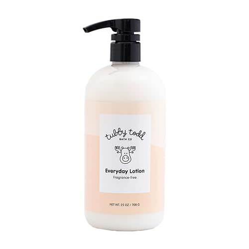 TUBBY TODD Everyday Baby Lotion - Non-Toxic, Hypoallergenic Baby Moisturizer for Sensitive Skin - Made With Natural Extracts & Plant- Based Ingredients - Fragrance Free - 25 Fl Oz
