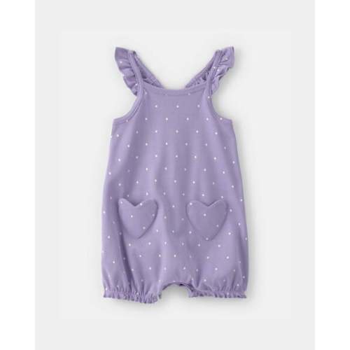 Baby Girl Polka Dots Sleeveless Romper - Purple | Carter's