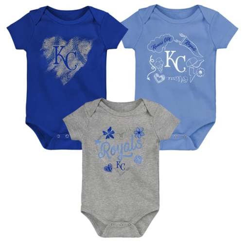 Infant Kansas City Royals Royal/Light Blue/Heathered Gray Batter Up 3-Pack Bodysuit Set