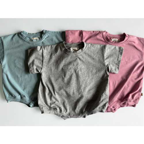 Oversized Embroidered T-shirt Short Sleeve Bubble Romper Infant Toddler