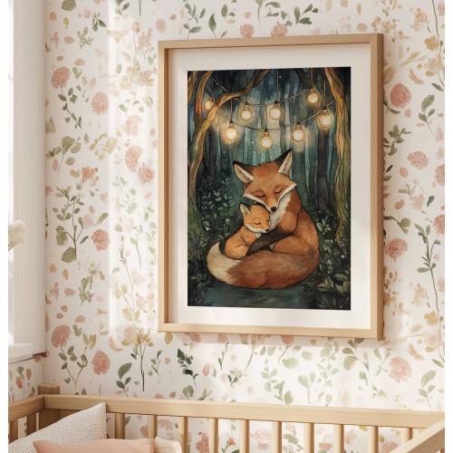 Nursery Art, Fox Nursery Decor, Sleeping Fox Nursery Prints, Woodland Animals, Fox Family Art, Fox Lover Gifts, Nursery Room Prints