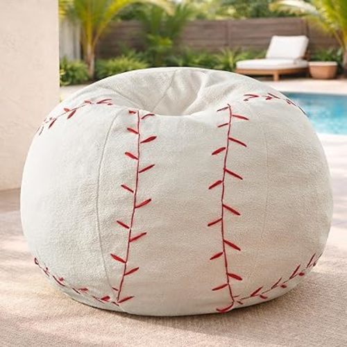 Sports Baseball Bean Bag Chair, Giant Floor Sofa with Foam Filler