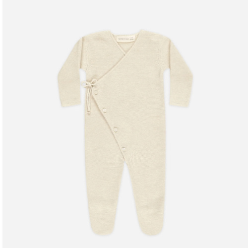 Quincy Mae Wrap Knit Footie || Heathered Natural | 0-3 Months