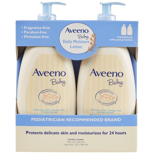The Aveeno Baby Daily Moisture Lotion, Fragrance Free (18 fl. oz., 2 pk.) - The Aveeno Baby Daily Moisture Lotion, Fragrance Free (18 fl. oz., 2 pk.)