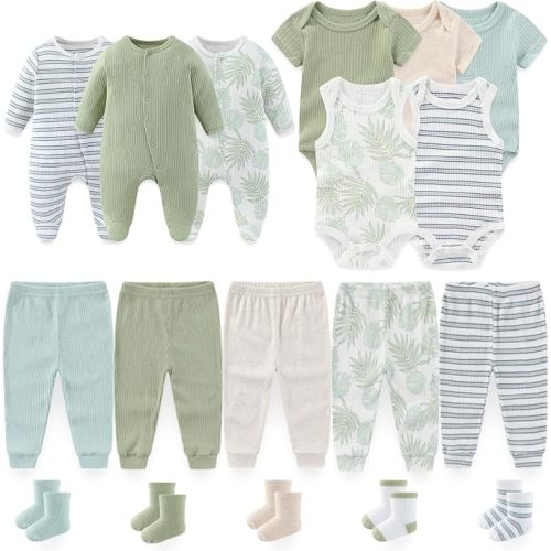 Baby Boy Girl Clothes Cotton Unisex Newborn Layette Gift Set and Accessories 18 Pack Baby Outfit 0-12Months