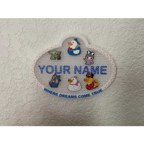 Custom Name Tag Pin Holder – Disney Inspired Pin Board | Wall Mount or Stand Display | Trading Pin Display 3D Printed