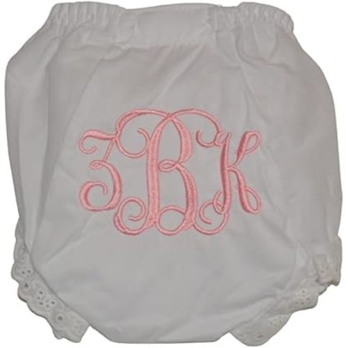 Personalized Baby Bloomers, Monogramed Diaper Cover, Interlocking Script Font Bloomers, Quick Ship