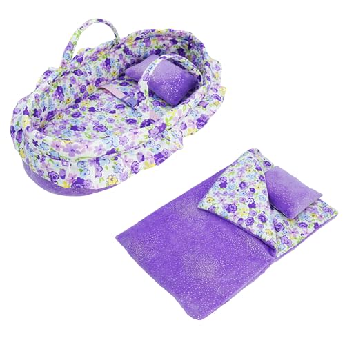June Garden Cozy Dream 2 Pcs Bundle - Includes Purple Doll Portable Carrier and Purple Reversible Doll Sleeping Bag - Fits for American Girl Dolls up to 14" - Soft Pillow & Safety Buckle Included