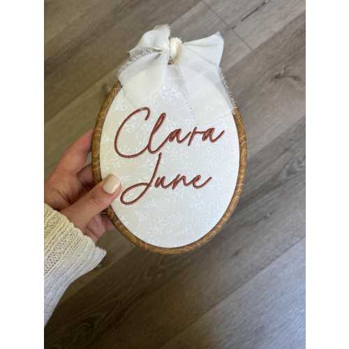 Personalized Baby Name Announcement Sign - Embroidered Newborn Announcement