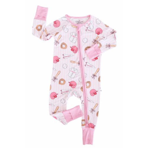 Caden Lane Ballpark Babes Convertible Zip Romper, 0-3M