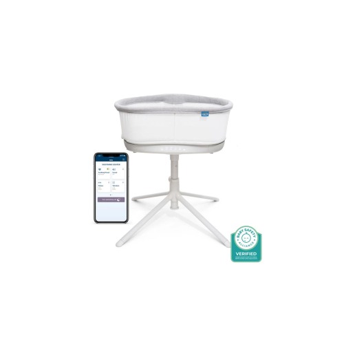 BassiNest Connected Swivel Sleeper 3.0 - Smart Bassinet with AutoSoothe, 360° Swivel, Cry Detection, Rocking, Vibration & Soothing Sounds, Easy Lowering Wall