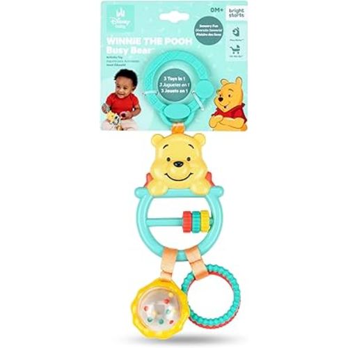 Bright Starts Disney Baby Winnie The Pooh Busy Bear Activity Toy, Unisex Stroller Toy, Newborns & Up