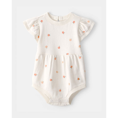 Baby Girl Peach Romper - Ivory