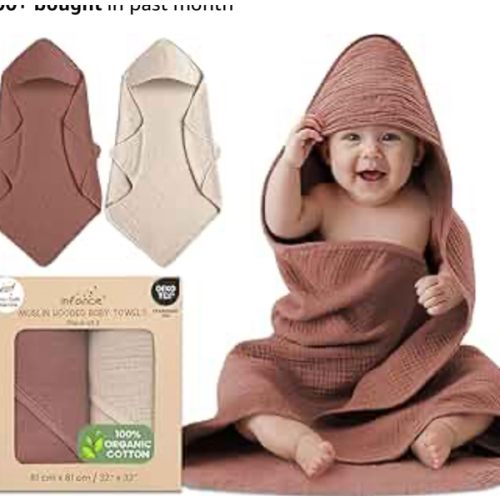 Infancie 100% Organic Cotton Muslin Hooded Baby Towels 2 Pack 81 X 81 CM Baby Bath Towel Soft Breathable Lightweight Quick Dry Gentle On Baby Skin for Newborns and Infants : Amazon.ca: Baby