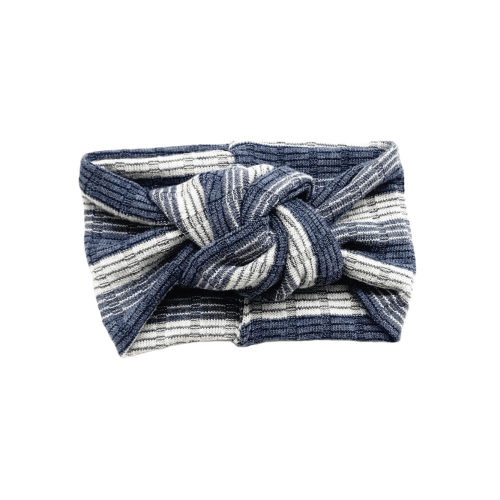 Twist Knot Headband, Blue Ombre Stripe